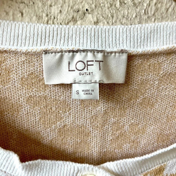 Loft Cheetah Print Tan Cardigan Sweater Small - Picture 4 of 6